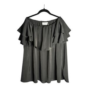 MLM Black Sleeveless Off Shoulder Ruffle Top XS